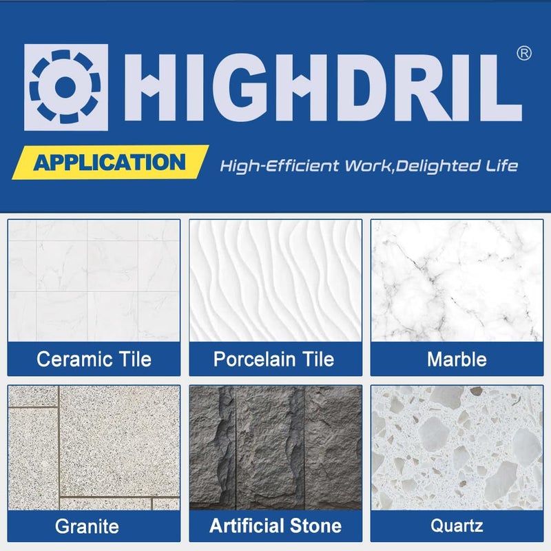 HIGHDRIL 11Pcs Diamond Hole Saw Kit - 1/4", 5/16", 3/8", 4/5", 1", 1-1/8", 1-1/4", 1-3/8", 1-3/4", 2", 2-1/2" Drill Bits for Tile Porcelain Ceramic Granite Marble - Image 4